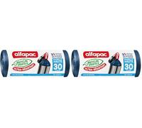 alfapac - 15 sacs-poubelle 30L poubelle haute à lien coulissant ultra-résistant - fabriqués en France - bi-matière recyclée & végétale (Lot de 2)