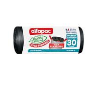 alfapac - 15 sacs-poubelle - lien élastique - ultra-résistant - 30L | lien élastique pour fixer le sac à la poubelle - fabriqués en france - bi-matière recy végétale