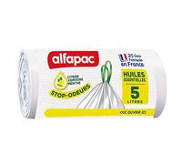 alfapac - 25 sacs-poubelle 5L à lien coulissant stop-odeurs aux huiles essentielles - fabriqués en France