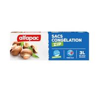 Alfapac - 30 Sacs congélation Zip 3L à Fond Plat - hermétique et réutilisable