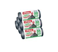 alfapac - carton de 90 sacs - lien coulissant - ultra-résistant - 6 x 30L | 6 rouleaux de 15 sacs - fabriqués en France - bi-matière recy végétale