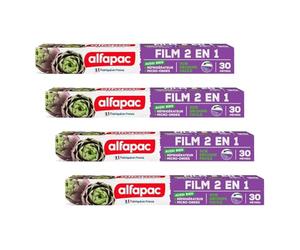 Alfapac - Film multi-usages 30M - Réfrigérateur et Micro-ondes - Fabriqué en France (Lot de 4)