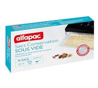 alfapac - Sachets de Conservation sous Vide - Cuisson sous Vide à l'eau et à La Vapeur - Protection Réfrigérateur et Congélateur - Compatible machines sous vide - 15 Sachets