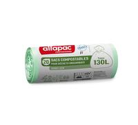 Alfapac Sac poubelle compostable 130L Vert translucide - Lot de 100