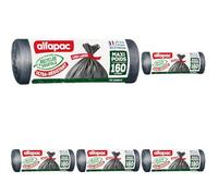ALFAPAC - Sacs Poubelle à Lien Large - Maxi-Poids - Ultra-Résistant - 74% Recyclé et 15% Végétal - Fabrication Française - 10 x 160L, Noir (Lot de 5)