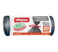 ALFAPAC - Sacs Poubelle à Lien Large - Ultra-Résistant - 74% Recy t 15% Végétal - Fabrication Française - 20 x 20L, Noir