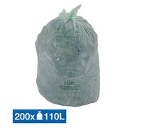 ALFAPAC Sacs poubelle pour déchets compostables 110 L transparents, lot de 200