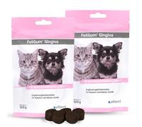 alfavet FeliGum Gingiva | Pack Double | 2 x 120 g | Complément Alimentaire pour Chats et Petits Chiens | avec extrait d'écorce de Saule et acides Gras oméga-3 | Délicieuses Gouttes à mâcher