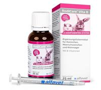 alfavet RodiCare Vita B, complément Alimentaire aux vitamines B pour Lapins, cochons d'Inde et Petits rongeurs, Flacon de 25 ML avec seringue doseuse