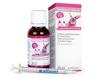 alfavet RodiCare Vita B, complément Alimentaire aux vitamines B pour Lapins, cochons d'Inde et Petits rongeurs, Flacon de 25 ML avec seringue doseuse