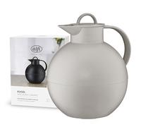 alfi Boule 0,94 l, gris désert mat, pichet isotherme en plastique avec insert en verre trempé hygiénique, bouchon à vis, pièce design, bouteille isotherme sphérique, idéale comme cafetière, théière,