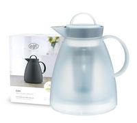 alfi DAN TEA 1,00 l, transparent, pichet isotherme en plastique avec intérieur hygiénique en verre trempé, bouchon vissé, pièce de designer, filtre à thé intégré pour le thé en vrac, théière, sans BPA