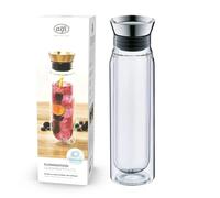 m en verre à double paroi en borosilicate, versement automatique, passoire intégrée, couvercle amovible, lavable au lave-vaisselle, carafe en verre isotherme