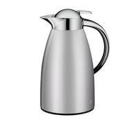 alfi SIGNO 1,0 l, pichet isotherme en acier inoxydable avec insert en verre trempé hygiénique, bouchon à vis avec bouton poussoir confortable, poignée ergonomique, d'une seule main, idéale comme