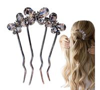 Alfiler de cabello francés, 3.74x1.97 pulgadas 4 puntos de diamantes de imitación de punta para el elegante estilo updo, accesorio de peinado para fiesta de bodas, eventos nupciales de aleación de ale