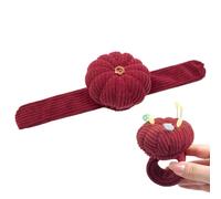 Alfiletero De Muñeca - Accesorio De Costura Avec Forme De Calabaza, Soporte Elástico Para Agujas | Diseño Con Correa Ajustable Avec Anilla, Organizador De Costura Compacto Con Cojín Suave Para