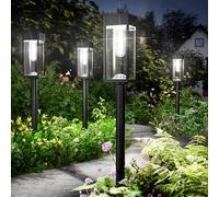 ALFIOT Lampes solaires d'extérieur, lampes solaires lumineuses pour l'extérieur, étanchéité IP65, marche/arrêt automatique, éclairage de paysage à énergie solaire (rectangulaire, blanc froid, 4