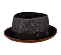 Alfonso D´Este Chapeau en Tissu Daluno Pork Pied´Este Homme - Made in Italy Fedora avec Doublure, Ruban Gros Grain Automne-Hiver - M (56-57 cm) Noir