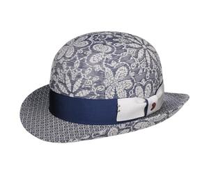 Alfonso D´Este Melon Spencey FlowerD’Este Femme/Homme - Made in Italy Chapeau en Coton avec Doublure, Ruban Gros Grain Ete Printemps-ete - S (54-55 cm) Denim