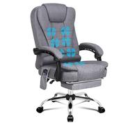 ALFORDSON Chaise de Bureau à Massage, Chaise de Bureau avec Support Lombaire, Fauteuil de Maison réglable, Fauteuil de Direction pivotant avec Repose-Pieds, Linen, Gris