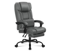 ALFORDSON Chaise de Bureau de Direction en Cuir PU Gris avec Accoudoirs et Support Lombaire Pour le Travail