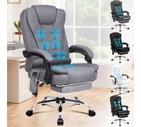 ALFORDSON Chaise de Bureau de Direction, Fauteuil Ergonomique avec Support Lombaire, Desk Chair avec Accoudoirs et Dossier, Chaise avec Fonction de Massage, Tissu, Gris Roche