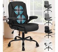 ALFORDSON Chaise de bureau de massage avec dossier moyen, capacité de charge de 150 kg, dossier réglable à 90 à 135 °, ergonomique, en lin, noire