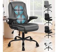 ALFORDSON Chaise de Bureau de Massage, Chaise de Bureau d'ordinateur, Chaise pivotante réglable en Hauteur de 90-100 cm avec 5 Modes de Massage, Chaise PC, Fonction inclinable, PU