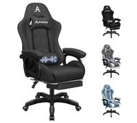 ALFORDSON Chaise de Bureau Ergonomique avec Coussin Lombaire de Massage, Chaise Pivotante avec Repose-Pieds, Tissu, Gris