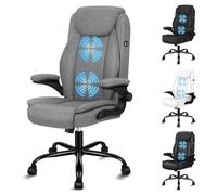 ALFORDSON Chaise de Bureau Fauteuil de Direction en Tissu en linCapacité de Charge de 150 kg Siège de exécutif avec Dossier Haut et siège Large Fauteuil pivotant,Gris