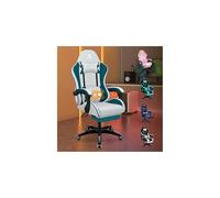 ALFORDSON Chaise de Bureau, Fauteuil de Jeu, massante, Ergonomique avec Repose-Pieds, Coussin Lombaire massant, rembourrée, pivotante en Tissu Lin,Vert Sarcelle foncé