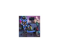 ALFORDSON Chaise de gaming avec masseur et LED, chaise exécutive ergonomique de bureau avec repose-pieds, chaises gamer pour bureau et jeux avec éclairage RVB, similicuir bleu