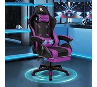 ALFORDSON Chaise Gaming Fauteuil Gamer, Chaise de Bureau Ergonomique avec Massant 2 Points, Repose Pied, Réglable Appui-tête Support Lombaire, Dossier Haut, Dossier Inclinable à 150°, Violet