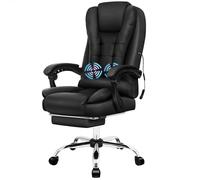 ALFORDSON Fauteuil de bureau gaming, massant avec bascule, accoudoirs réglables, ergonomique, réglable en hauteur,Simili Cuir Noir