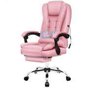 ALFORDSON Fauteuil de bureau gaming, massant avec bascule, accoudoirs réglables, ergonomique, réglable en hauteur,Simili Cuir Rosé