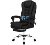 ALFORDSON Fauteuil de bureau gaming, massant avec bascule, accoudoirs réglables, ergonomique, réglable en hauteur, tissu Noir