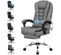 ALFORDSON Fauteuil de Bureau massant, siège de Jeu exécutif, siège d'ordinateur, Course, Hauteur réglable, avec Repose-Pieds rétractableordinateur,Ligne Grise