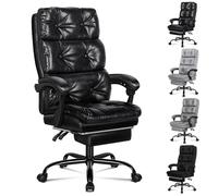 ALFORDSON Grande Chaise de Bureau, Chaise de Bureau à Double Couche, Inclinable à 150° et Pivotante à 360°, Chaise de Travail Pivotante à Haut Dossier avec Repose-Pieds, Cuir PU, Noir