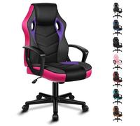 ALFORDSON Mega, Chaise de bureau gaming, Tissu patchwork en similicuir ergonomique, Bureau à roulettes réglable en hauteur, Violet