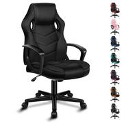 ALFORDSON Mega, Chaise de bureau gaming, Tissu patchwork en similicuir ergonomique, Bureau à roulettes réglable en hauteur, Noir
