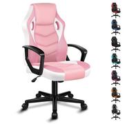 ALFORDSON Mega, Chaise de bureau gaming, Tissu patchwork en similicuir ergonomique, Bureau à roulettes réglable en hauteur, Rose
