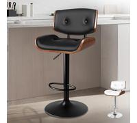 ALFORDSON Tabouret de Cuisine Moderne Odette - Chaise pivotante réglable en Hauteur avec Coussin capitonné en PU et mécanisme de vérin à gaz, Tabouret de comptoir en Bois,Noir