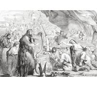 Alfred the Great déguisé en joue sa harpe dans le camp des Danois pour découvrir ses plans d'attaque. Il joue ici avec son chef Guthrum qui n'a pas réalisé que c'était le roi qu'il avait vaincu