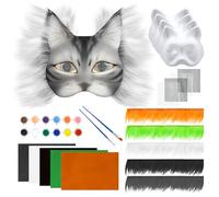 Alftek Lot de 23 masques Therian pour chat Therian - Feuille de tissu en feutre autocollant - 5 couleurs avec 4 mailles pour les yeux - Pour Halloween, bal masqué, fête costumée