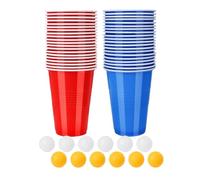 Alfven Jeux à Boire Gobelets en Plastique,Gobelet Beer Pong Kit,40Tasses(20 Rouge + 20 Bleu) et 12 balles,pour Une Fête d'anniversaire,Une Réunion d'amis,Une Réunion de Noël