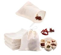 Alfven Sacs à épices,20 Pièces 8 x 10 cm Petits Sacs en Coton Sachets Filtre à Thé Sachets thé Réutilisable avec Cordon de Serrage pour la cuisine, les épices, la soupe, le thé