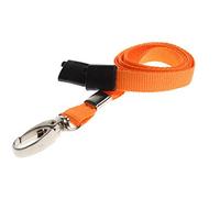 ALG ID Cards® Dragonne de couleur unie avec ouverture de sécurité | Cordon tour de cou orange avec clip en métal | Cordon pour porte-badge (cordon orange)