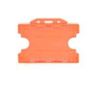 ALG ID Cards® Porte-badge double face orange rigide double face pour cordon de cou (paysage/horizontal) - Fabriqué en Grande-Bretagne à partir de plastique recyclé