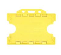 ALG ID Cards® Porte-badge double face rigide jaune pour carte d'identité et badge pour cordon de cou (paysage/horizontal) - Fabriqué en Grande-Bretagne à partir de plastique recyclé