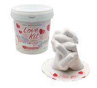 Algaplay Kit Moulage Mains Couple 3D - Alginate + Plâtre, Socle Transparent “I Love You”, Kit Empreinte Mains DIY, Cadeau Romantique pour Saint-Valentin, Anniversaire, Mariage - Fabriqué en Italie